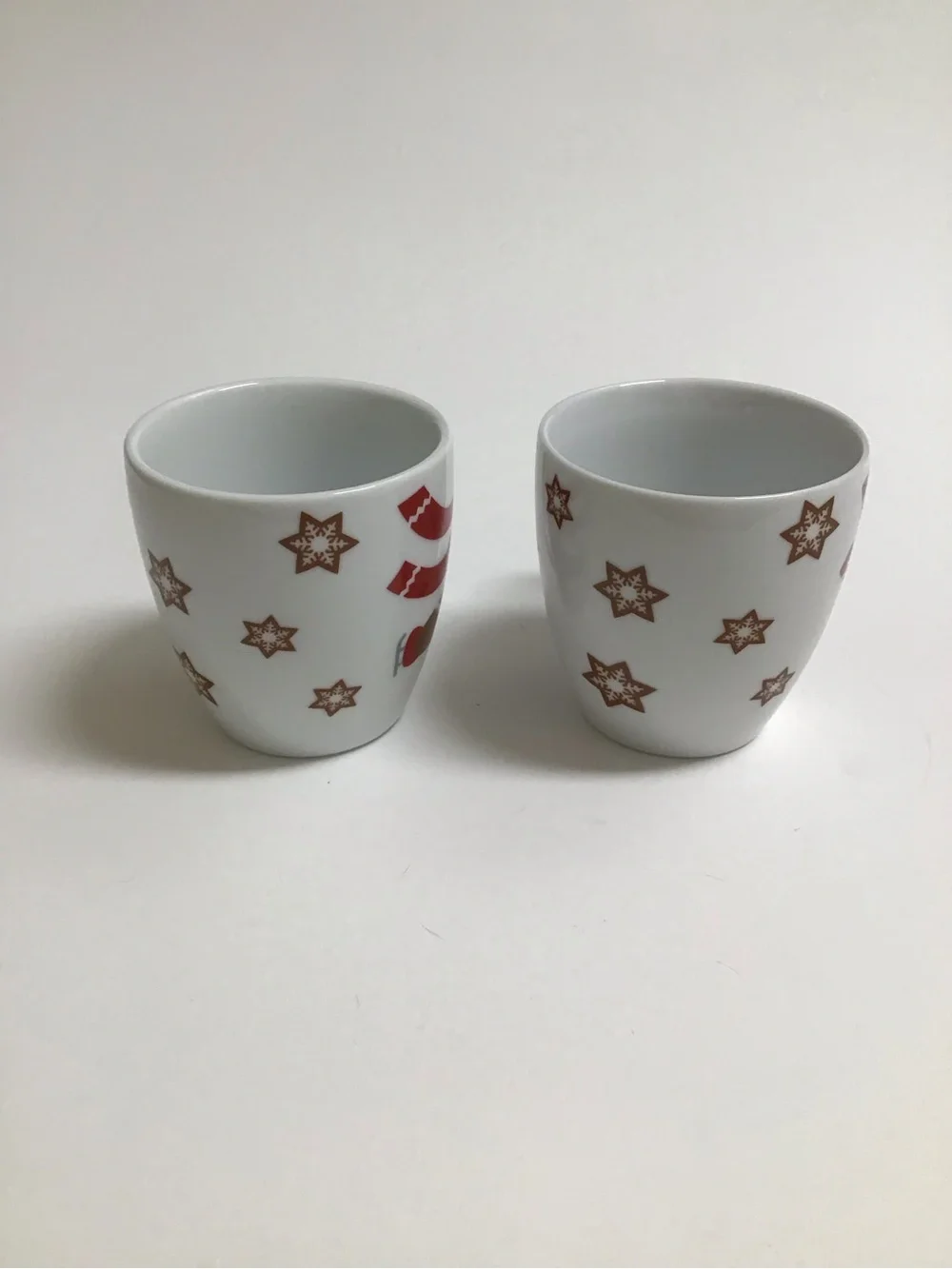 Crate & Barrel Christmas Espresso Mugs SET OF 2 Kids Gingerbread Man Snowflakes